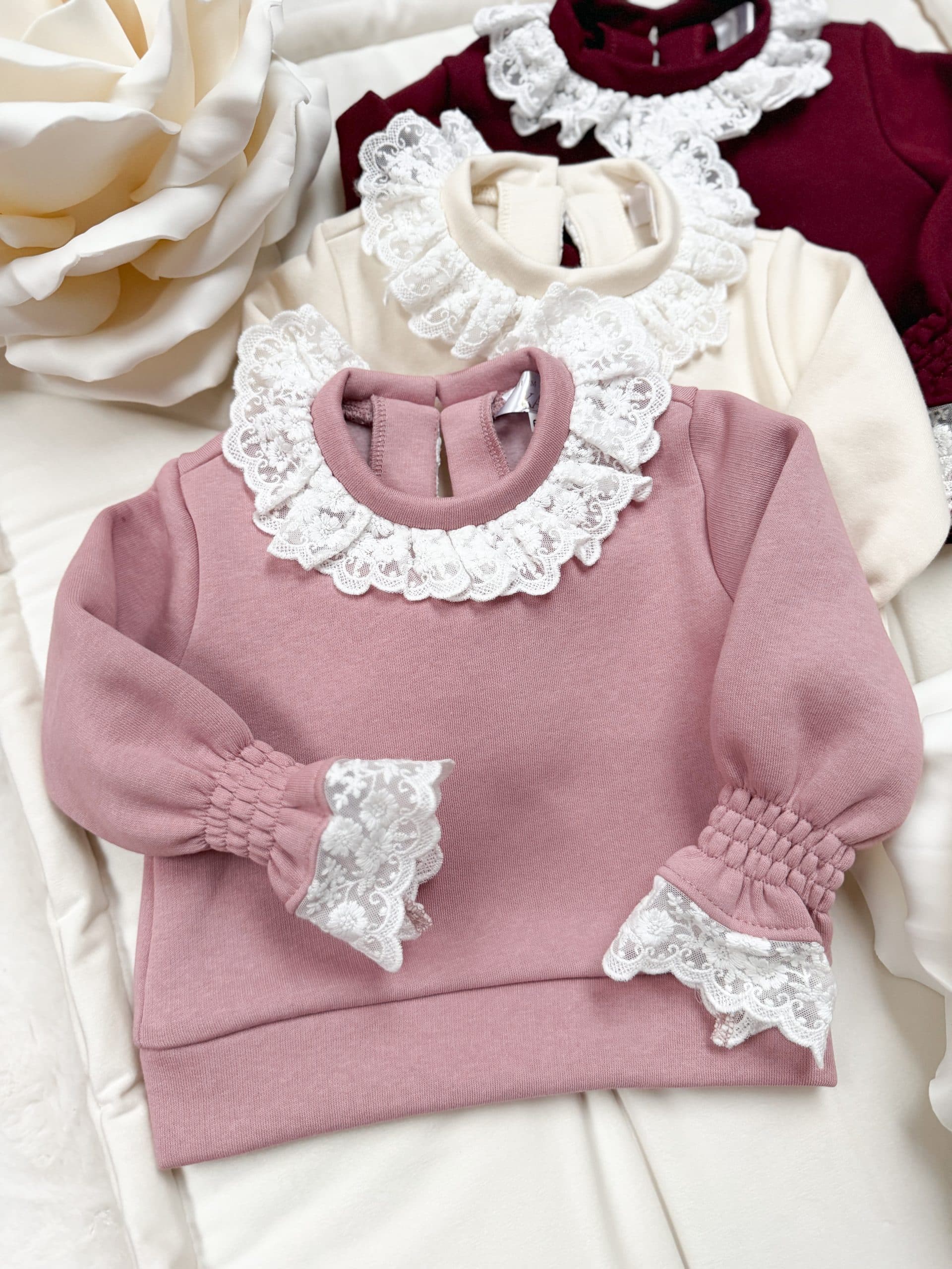 Elegancki ciepły komplet z miękkim meszkiem od środka Dusty pink